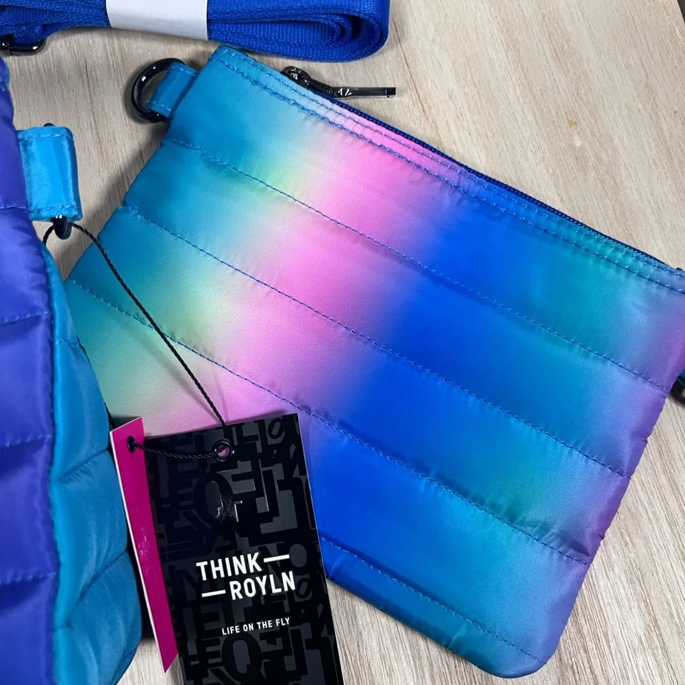 THINK ROYLN Ombre Rainbow Quilted Bag with Pouch